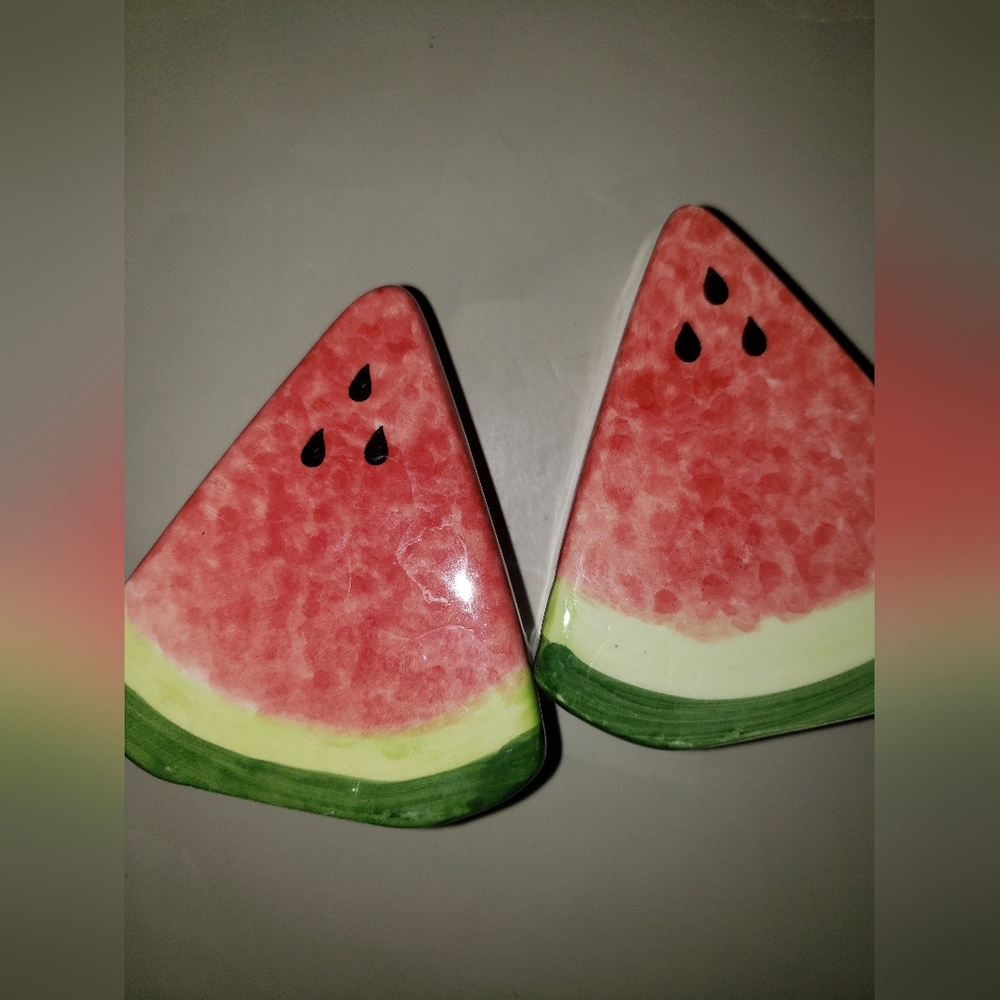 Watermelon Slice Ceramic Decor Salt And Pepper Shakers